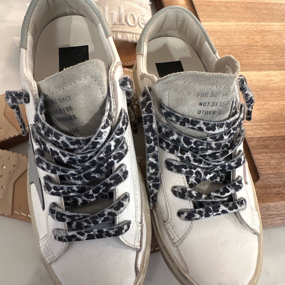 Golden Goose White and Black Sneakers